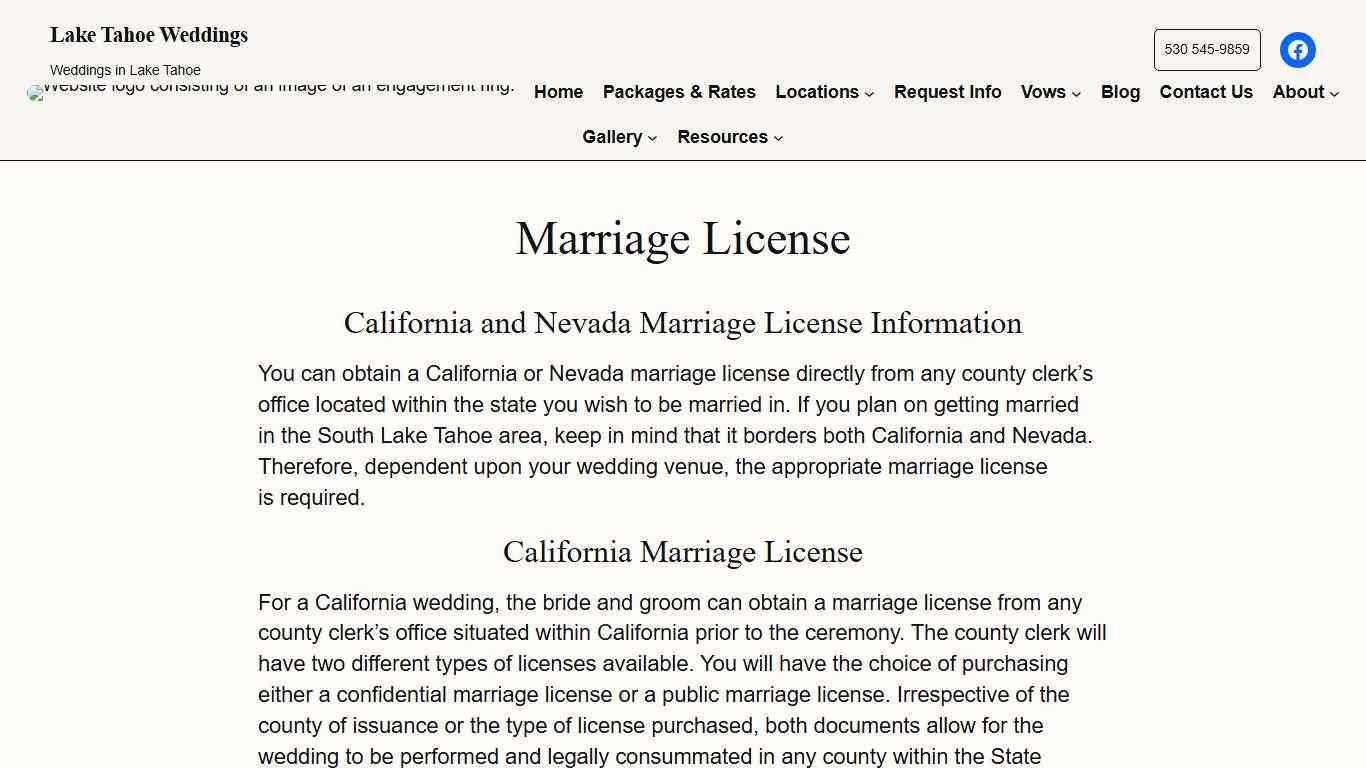 California and Nevada Marriage License Information